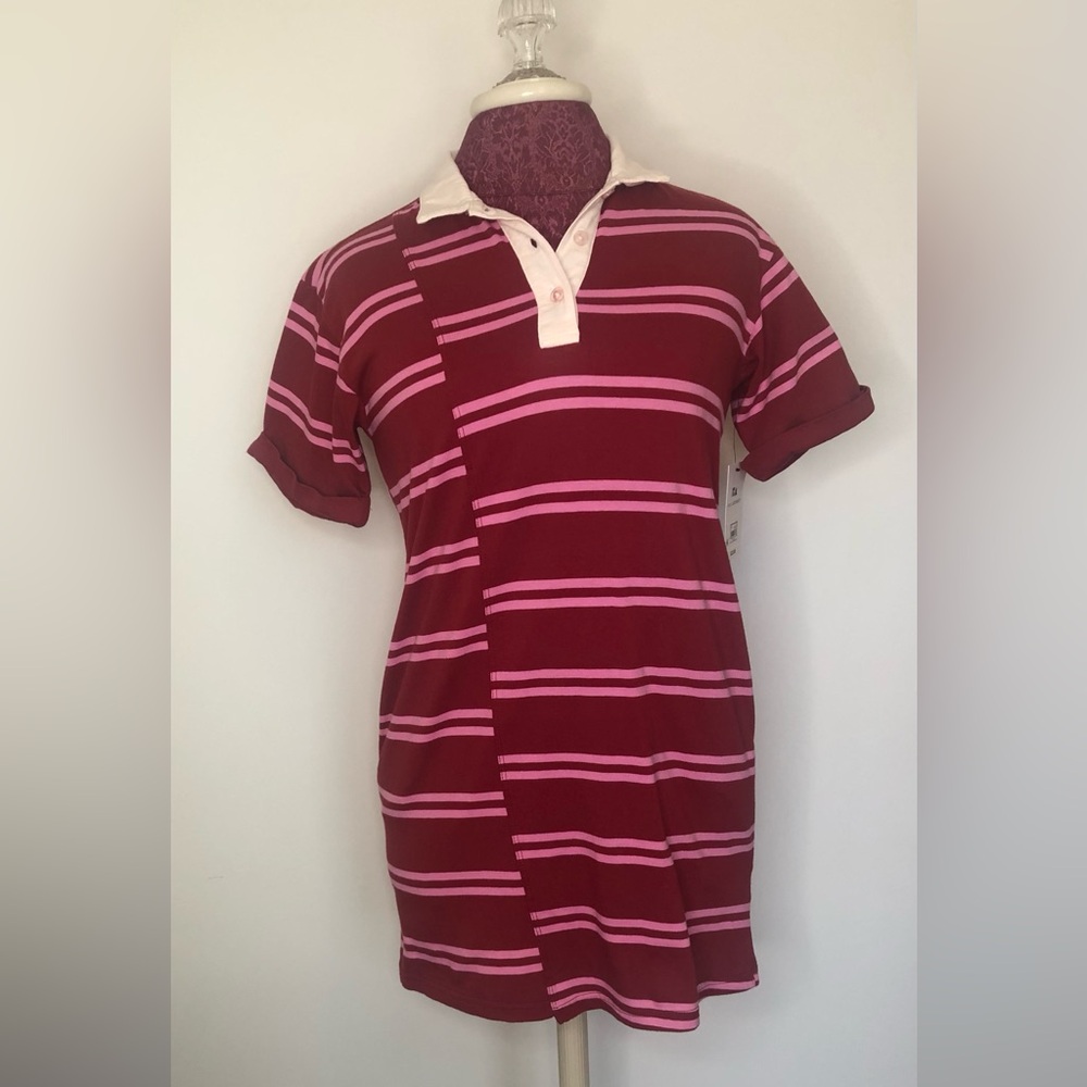 Free Assembly Shirt dress Burgundy with pink stripes Size 7/8